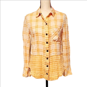 Free People | Yellow Plaid Button Down